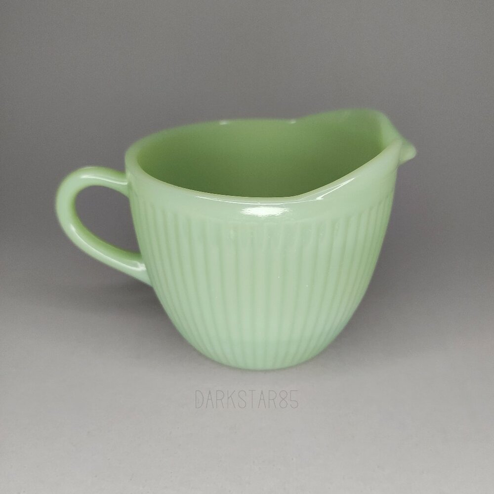 Fire King Green Ribbed Creamer - Picture 3 of 8